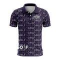 Custom Fully Sublimated Vibrant Golf Pattern Purple Performance Polo Shirt 9118
