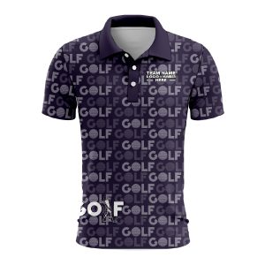 Custom Fully Sublimated Vibrant Golf Pattern Purple Performance Polo Shirt 9118