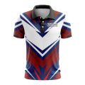 Custom Fully Sublimated BMX Extreme Pattern Black White Blue Red Performance Polo Shirt 9230