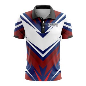 Custom Fully Sublimated BMX Extreme Pattern Black White Blue Red Performance Polo Shirt 9230