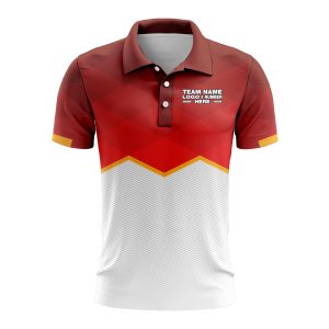 Custom Fully Sublimated Half Triangle Pattern Red White Performance Polo Shirt 9244