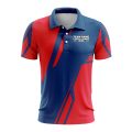 Custom Fully Sublimated Break Point Pattern Blue Red Performance Polo Shirt 9258
