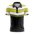Custom Fully Sublimated Chest Stripes Pattern Black Green White Performance Polo Shirt 9384