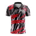 Custom Fully Sublimated Ripped Pattern Black Pink Red Performance Polo Shirt 9482