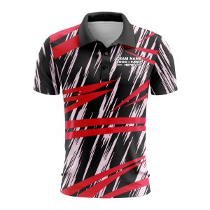Custom Fully Sublimated Ripped Pattern Black Pink Red Performance Polo Shirt 9482