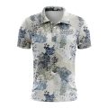 Custom Fully Sublimated Brushes Pattern Blue White Performance Polo Shirt 9524