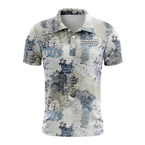 Custom Fully Sublimated Brushes Pattern Blue White Performance Polo Shirt 9524