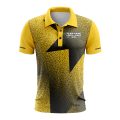 Custom Fully Sublimated Star Pattern Yellow Performance Polo Shirt 9545
