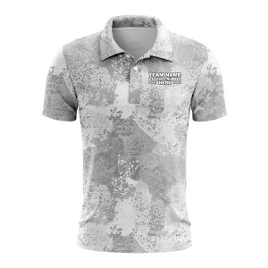 Custom Fully Sublimated Brushes Pattern Gray White Performance Polo Shirt 9559