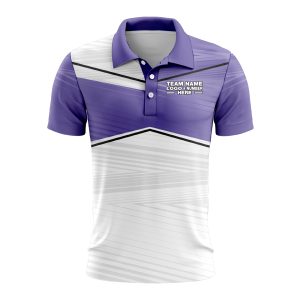 Custom Fully Sublimated Black Line Pattern Berry White Performance Polo Shirt 9638