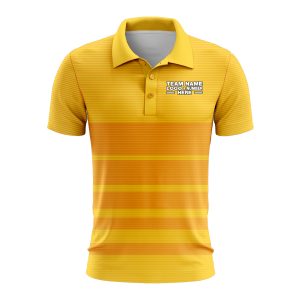 Custom Fully Sublimated Horizontal Stripes Pattern Yellow Performance Polo Shirt 9645