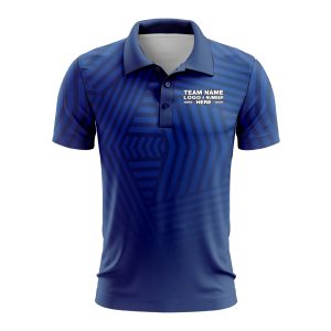 Custom Fully Sublimated Intersecting Pattern Blue Performance Polo Shirt 9691