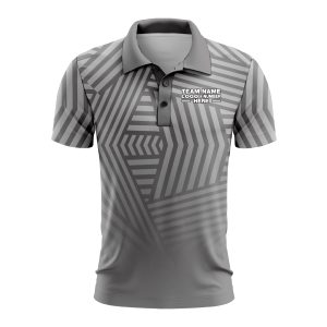 Custom Fully Sublimated Intersecting Pattern Gray Performance Polo Shirt 9705