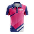 Custom Fully Sublimated Modern Pattern Blue Pink Performance Polo Shirt 9719