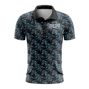 Custom Fully Sublimated Tactical Pattern Blue Gray Black Performance Polo Shirt 9754