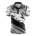 Custom Fully Sublimated Energetic Pattern Black Gray White Performance Polo Shirt 9820