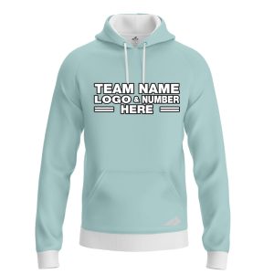 Custom Fully Sublimated Solid J12 Pattern Light Aqua Performance Sports Pullover Hoodie 09854