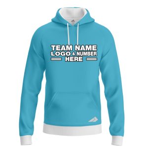 Custom Fully Sublimated Solid I34 Pattern Aqua Blue Performance Sports Pullover Hoodie 09879