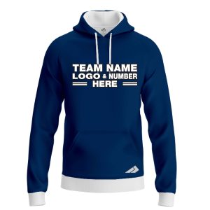 Custom Fully Sublimated Solid QQ Pattern Oxford Blue Performance Sports Pullover Hoodie 09906