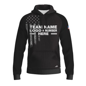 Custom Fully Sublimated USA FLAG Solid Pattern Black Performance Sports Pullover Hoodie 09985