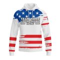 Custom Fully Sublimated USA FLAG Radiant  Pattern White Blue Red Performance Sports Pullover Hoodie 10003