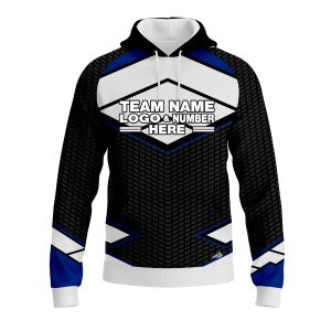 Custom Fully Sublimated BMX Modern Pattern Black White Blue Performance Sports Pullover Hoodie 10031