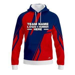 Custom Fully Sublimated Break Point Pattern Blue Red Performance Sports Pullover Hoodie 10037