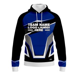Custom Fully Sublimated BMX Freestyle Pattern Blue Black White Performance Sports Pullover Hoodie 10043