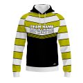 Custom Fully Sublimated Chest Stripes Pattern Black Green White Performance Sports Pullover Hoodie 10059
