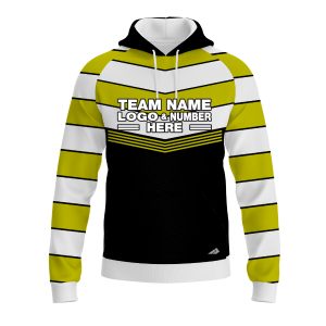 Custom Fully Sublimated Chest Stripes Pattern Black Green White Performance Sports Pullover Hoodie 10059