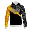 Custom Fully Sublimated Digital Concrete Pattern Black Yellow Performance Sports Pullover Hoodie 10065