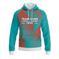 Custom Fully Sublimated Star Pattern Teal Pink Performance Sports Pullover Hoodie 10089