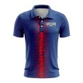 Custom Fully Sublimated Pixel Stripe Pattern Blue Red Performance Polo Shirt 10103
