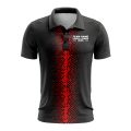 Custom Fully Sublimated Pixel Stripe Pattern Black Red Performance Polo Shirt 10110
