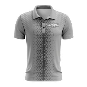 Custom Fully Sublimated Pixel Stripe Pattern Black Gray Performance Polo Shirt 10130