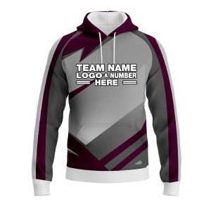 Custom Fully Sublimated Modern Pattern Violet Gray Performance Sports Pullover Hoodie 10162