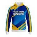 Custom Fully Sublimated Modern Pattern Yellow Blue Performance Sports Pullover Hoodie 10166