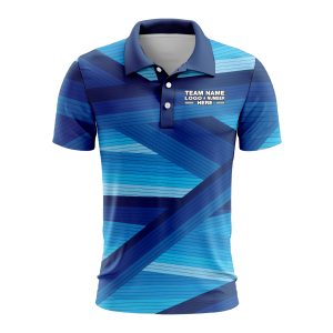 Custom Fully Sublimated Wrapped Lines Pattern Blues Performance Polo Shirt 10206