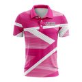 Custom Fully Sublimated Wrapped Lines Pattern Pink Performance Polo Shirt 10213
