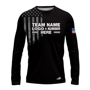 Custom Fully Sublimated USA FLAG Solid Pattern Black Performance Long Sleeves 10255
