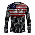 Custom Fully Sublimated USA FLAG on Chest Camo Pattern Black Red Blue White Performance Long Sleeves 10279