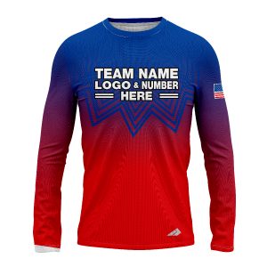 Custom Fully Sublimated USA FLAG Spikes Pattern Red Blue White Performance Long Sleeves  10291