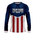 Custom Fully Sublimated USA FLAG Strong Pattern Red Dark Blue White Performance Long Sleeves 10303