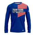 Custom Fully Sublimated USA FLAG Elegant Pattern Red Blue White Performance Long Sleeves 10315