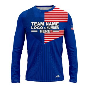 Custom Fully Sublimated USA FLAG Elegant Pattern Red Blue White Performance Long Sleeves 10315