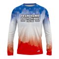 Custom Fully Sublimated USA FLAG Brushes Pattern Red Blue White Performance Long Sleeves 10327