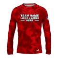 Custom Fully Sublimated USA FLAG Camo Two Pattern Red Performance Long Sleeves 10339