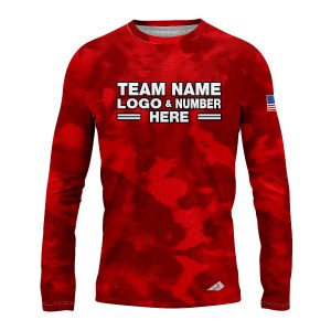 Custom Fully Sublimated USA FLAG Camo Two Pattern Red Performance Long Sleeves 10339
