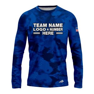 Custom Fully Sublimated USA FLAG Camo Three Pattern Blue Performance Long Sleeves 10351