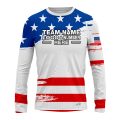 Custom Fully Sublimated USA FLAG Radiant Pattern White Blue Red Performance Long Sleeves 10363